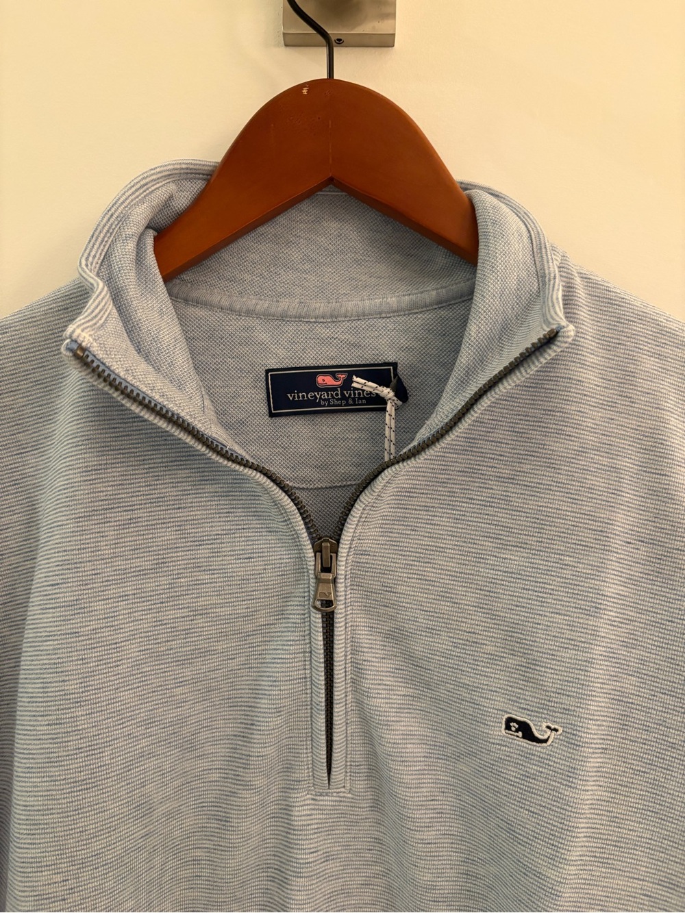 Vineyard Vines Light Blue Striped Performance 1/4 Zip Pullover NWT - Picture 7 of 10